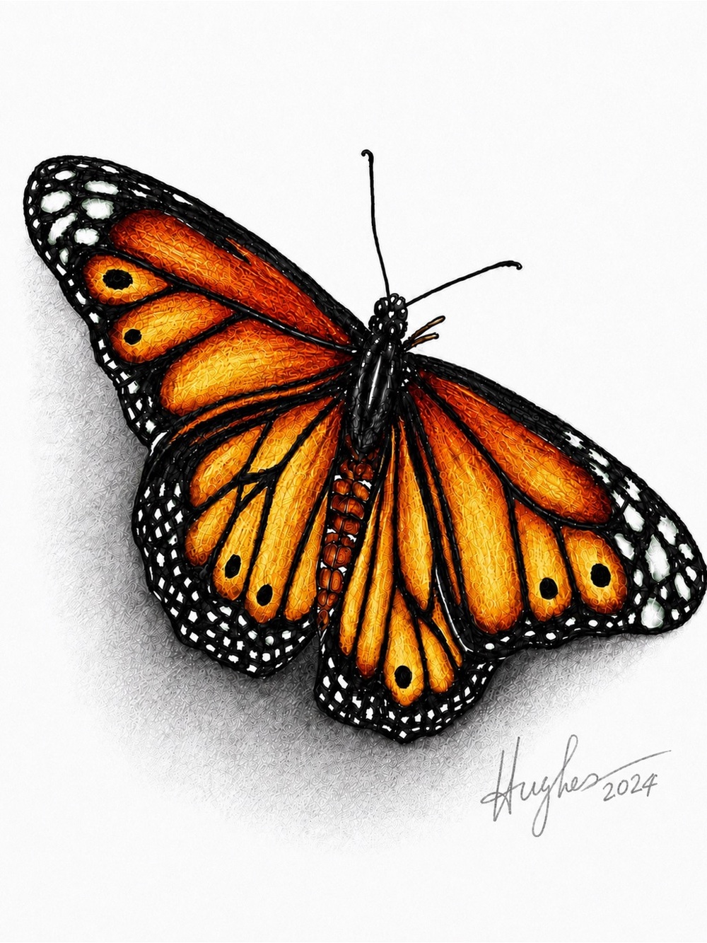 Orange & Yellow Butterfly Framed Wall Art | 8”x10” | Signed Print | Modern Decor